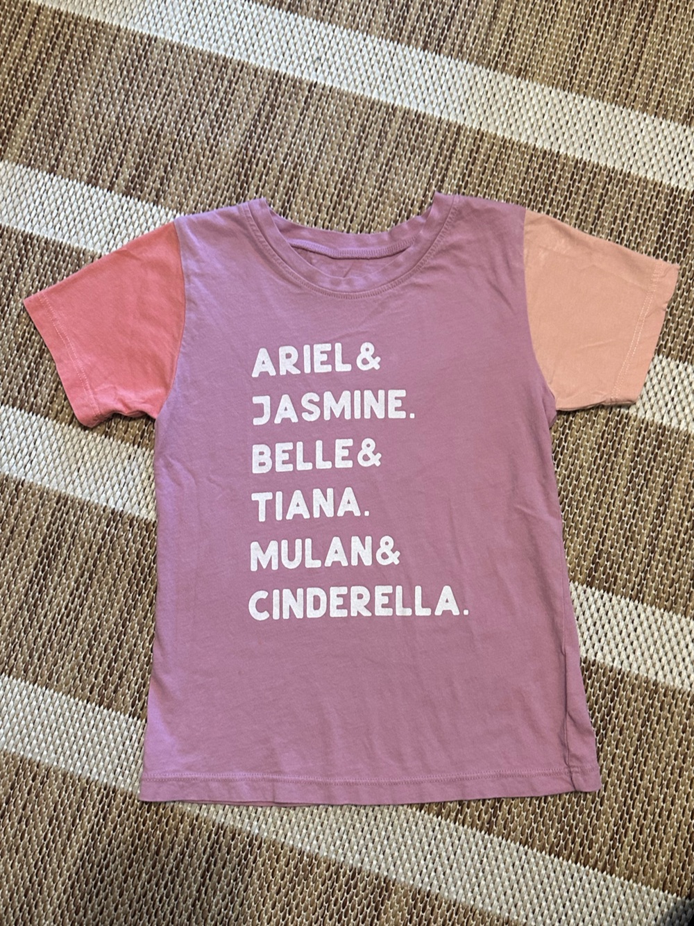 Girls' Short Sleeve Princess Names Tee in Pink & Peach